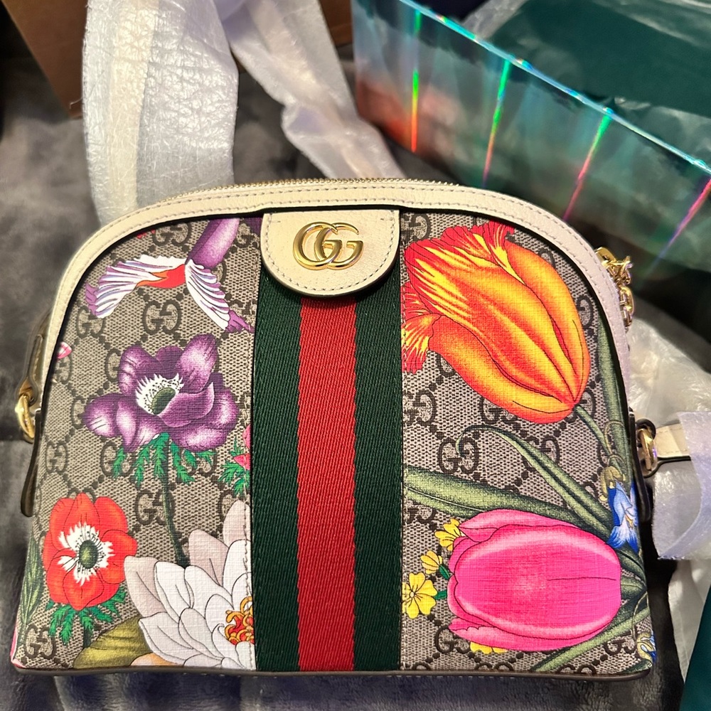 Gucci GG Pattern Ophidia Flora Handbag